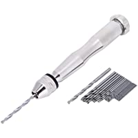 Mini Taladro manual- Taladro de pasador giratorio plateado de 0-3 mm a 3-6 mm con brocas HHS de 25 piezas para hacer…